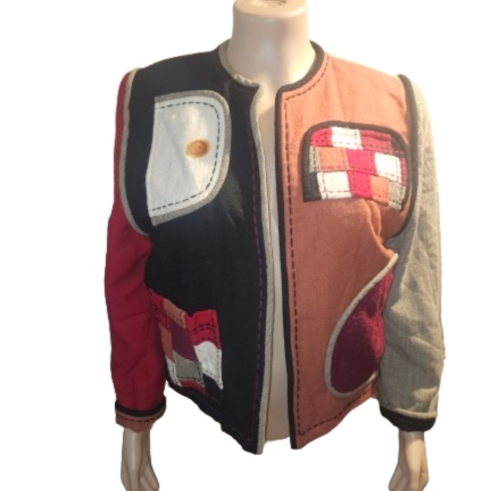 Vintage Crystal Patchwork Multi-Color Women’s Jacket M